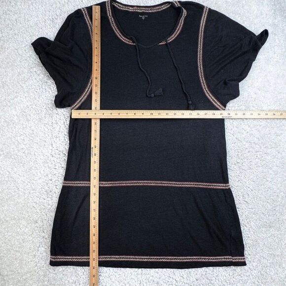 Garnet Hill Organic Linen Black Embroidered Beach Cover Up Dress - Picture 10 of 11